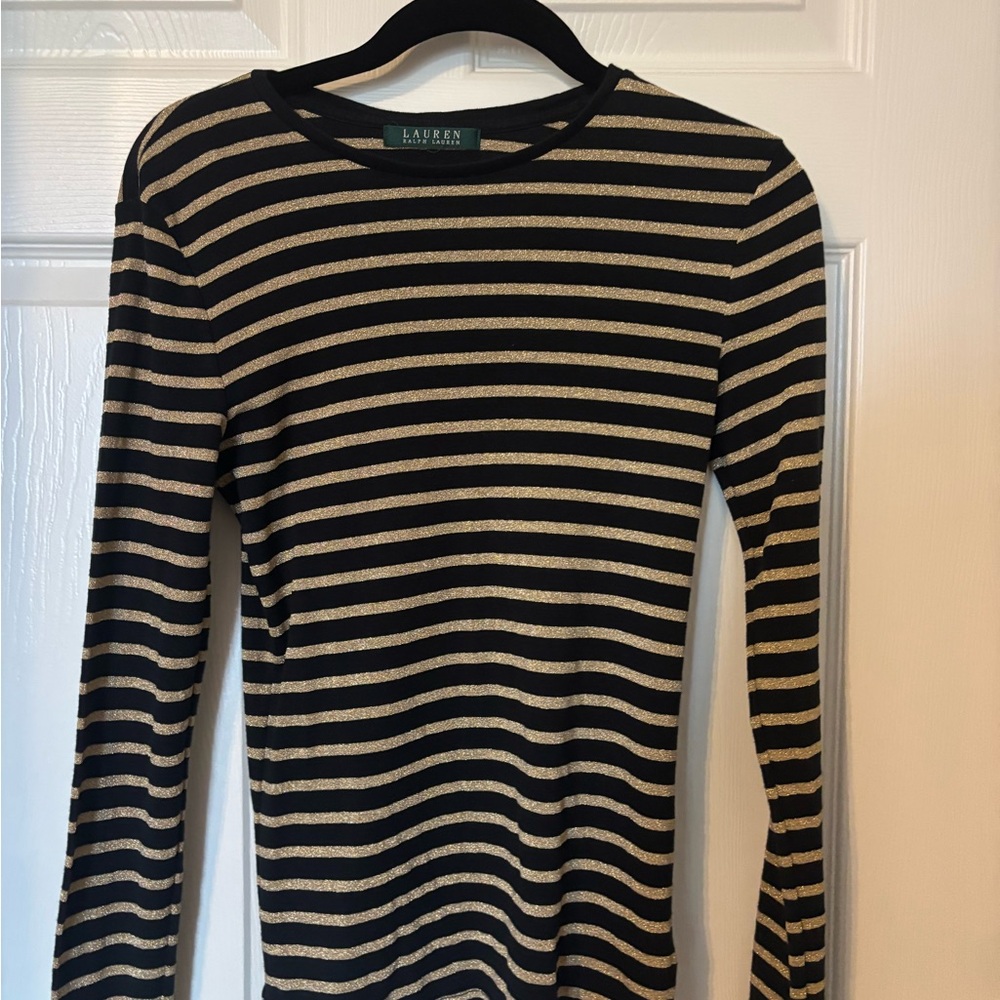Ralph Lauren Black and Gold Striped Top